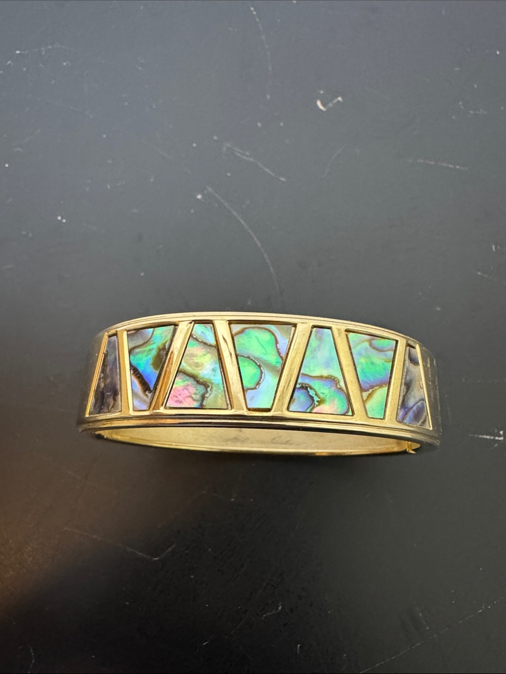 Gold-Tone Abalone Inlay Bangle Bracelet